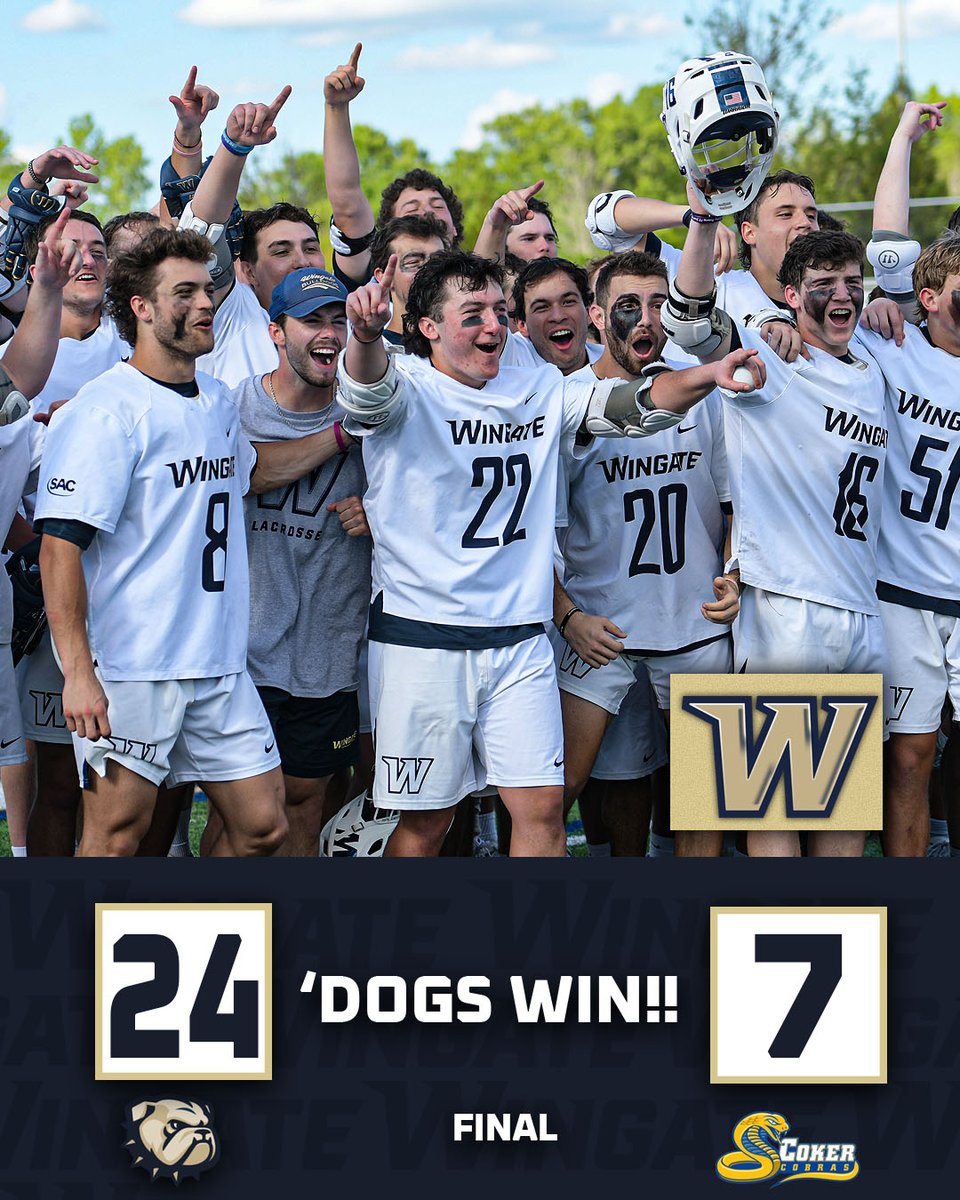 WU_Bulldogs's tweet photo. 🏆 SAC CHAMPS🏆

#5 @WingateLacrosse rolls past Coker to claim the outright regular season SAC TITLE!!!!!

'Dogs go to 11-1 overall, finishing SAC play 9-0!!

#OneDog https://t.co/ovQYKGPqrZ