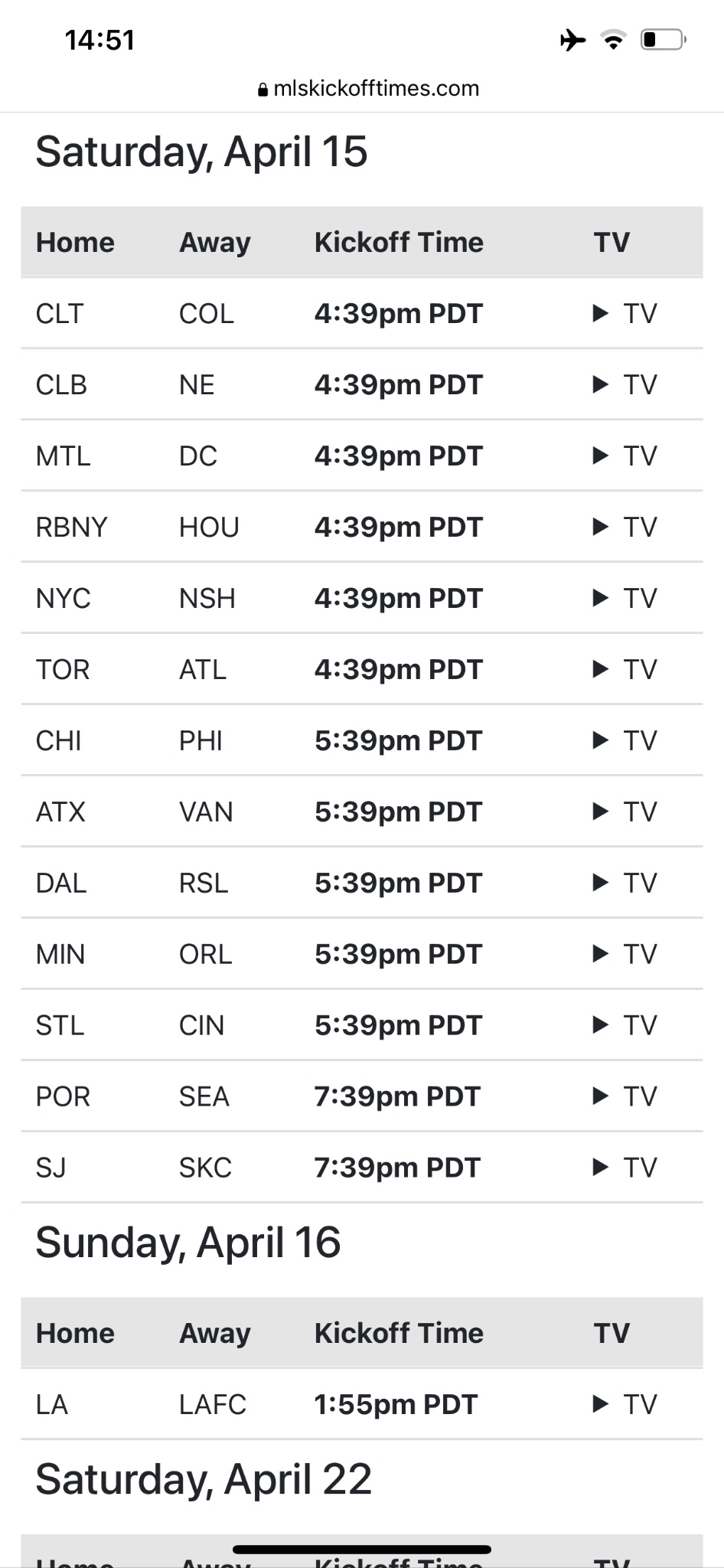 MLS Kickoff Times (MLSKickoffTimes) / Twitter