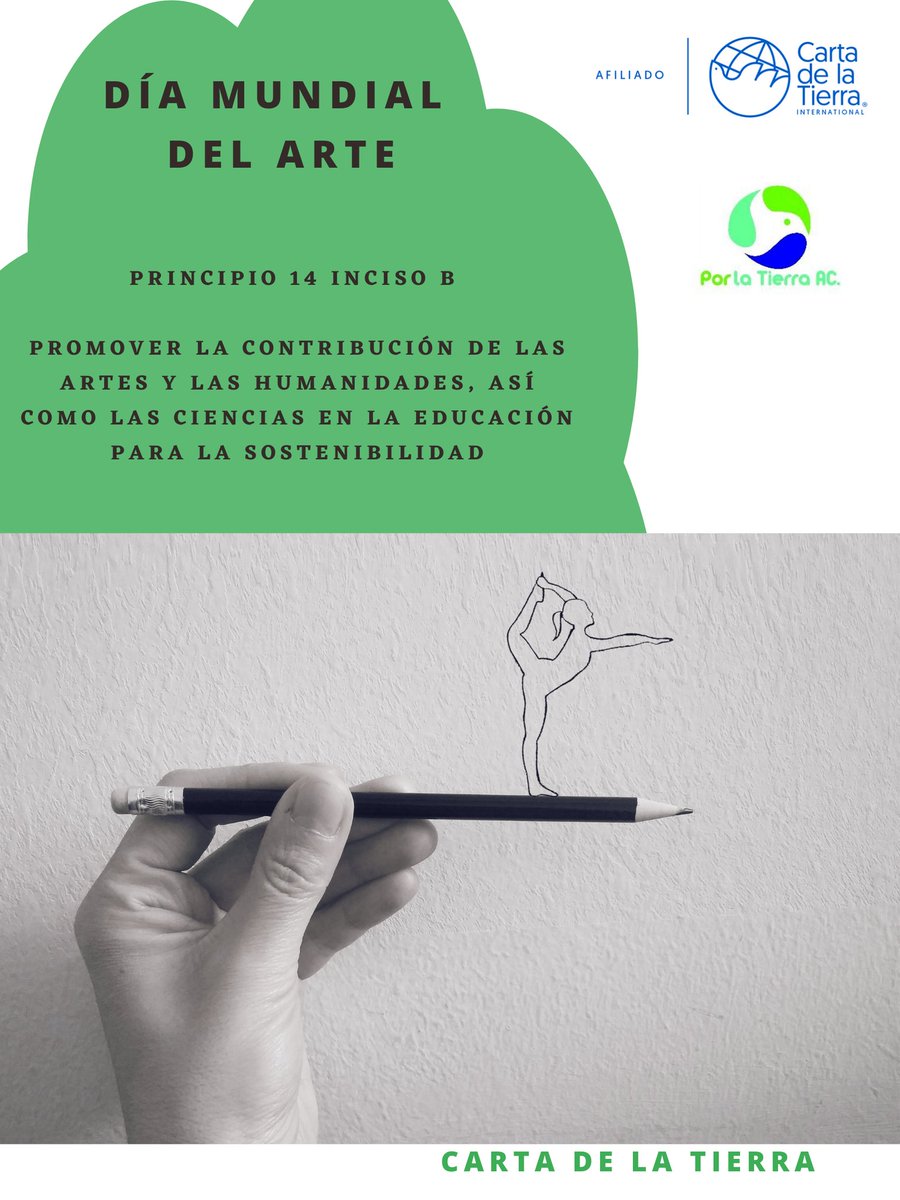 cartadelatierra's tweet photo. Principio 14 inciso B

Promover la contribución de las artes y las humanidades, así como las ciencias en la educación para la sostenibilidad.

Hoy se conmemora el Día Mundial del Arte 

#CartadelaTierra #DiadelArte #DesarrolloSostenible #Arte https://t.co/ahZtN2vFQM
