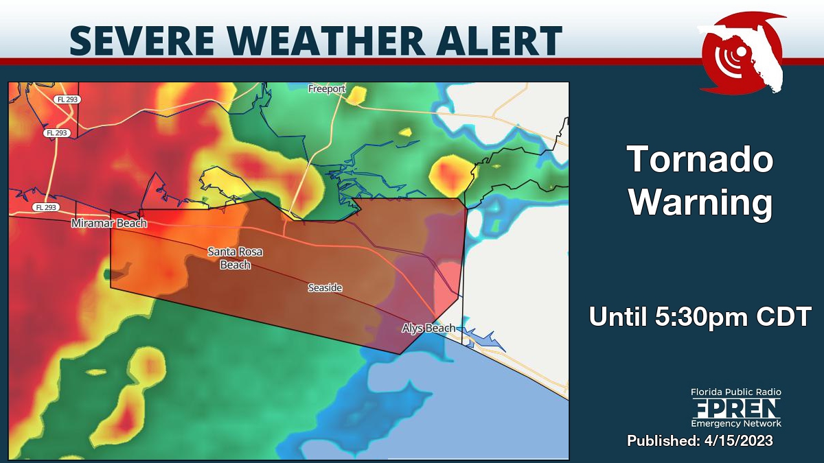 Tornado Warning for Walton County in FL until 5:30pm CDT. Details on the Florida Storms app.