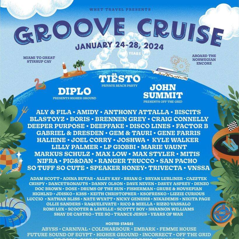 HelloTrance's tweet image. Groove Cruise Miami 2024 20th Anniversary Edition

Groove Cruise announces the BIGGEST lineup yet for their 20 year anniversary cruise!

Sail onboard the Norwegian Encore from Miami to Great Stirrup Cay with mega EDM headliners and Trance heavyweights

F… ift.tt/1vgtQcT