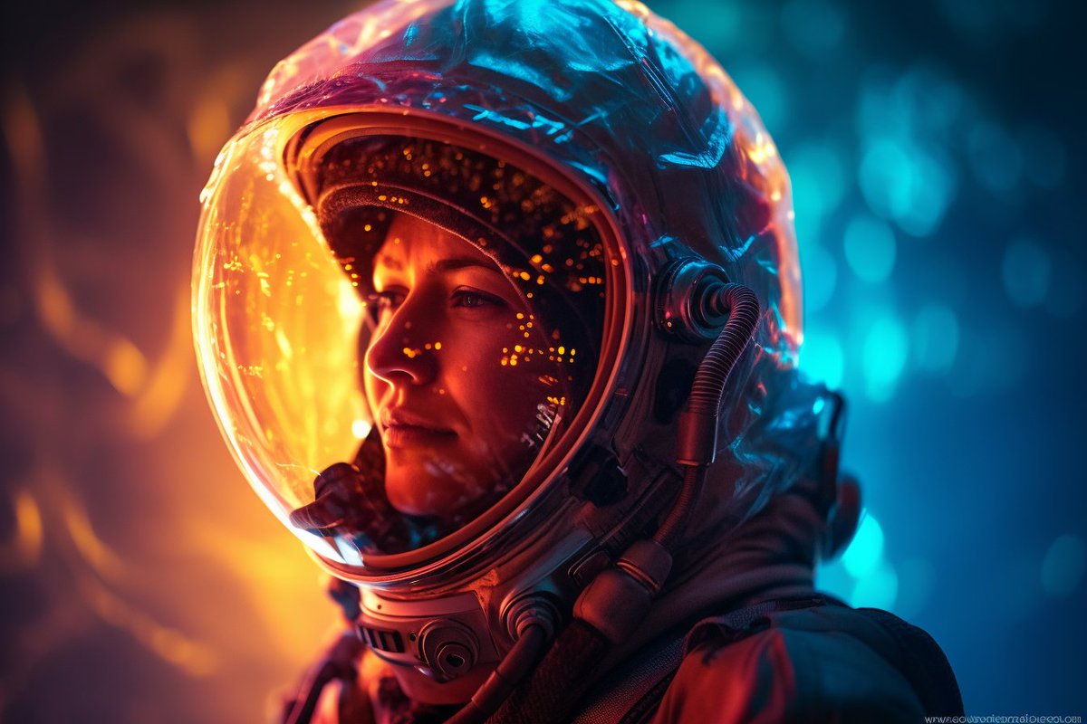 icreatelife's tweet photo. I think of all the videos of space I'd like to make when we have greater text2video. What about you? 

Share your space creations with me. 

prompt: a woman in a spacesuit with glowing nebula, piercing the space-time continuum reflected in helmet, full figure, ray tracing, style of Stargate sequence from 2001 and Baz Luhrmann, multiple exposure, bulb setting, long exposure, motion blur, 85-mm-lens, sharp-focus, optimized photon capture, ISO 100, diffuse-back-lighting, small-catchlight, low-contrast, high-sharpness, DOF --ar 3:2
