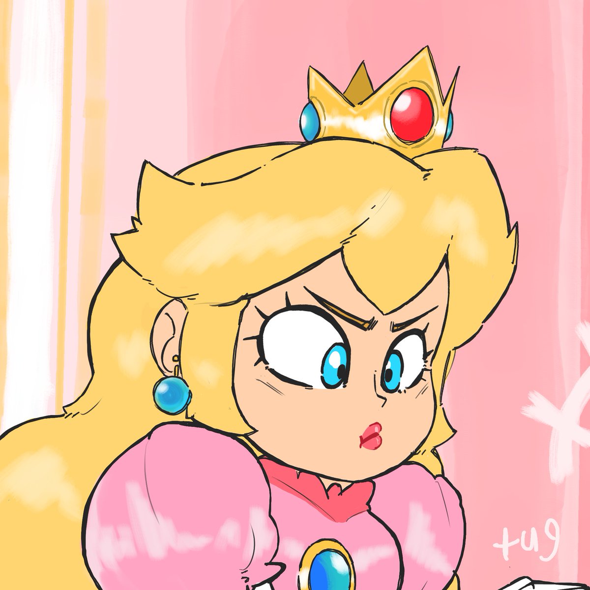 princess peach 1girl blonde hair jewelry earrings blue eyes crown solo  illustration images