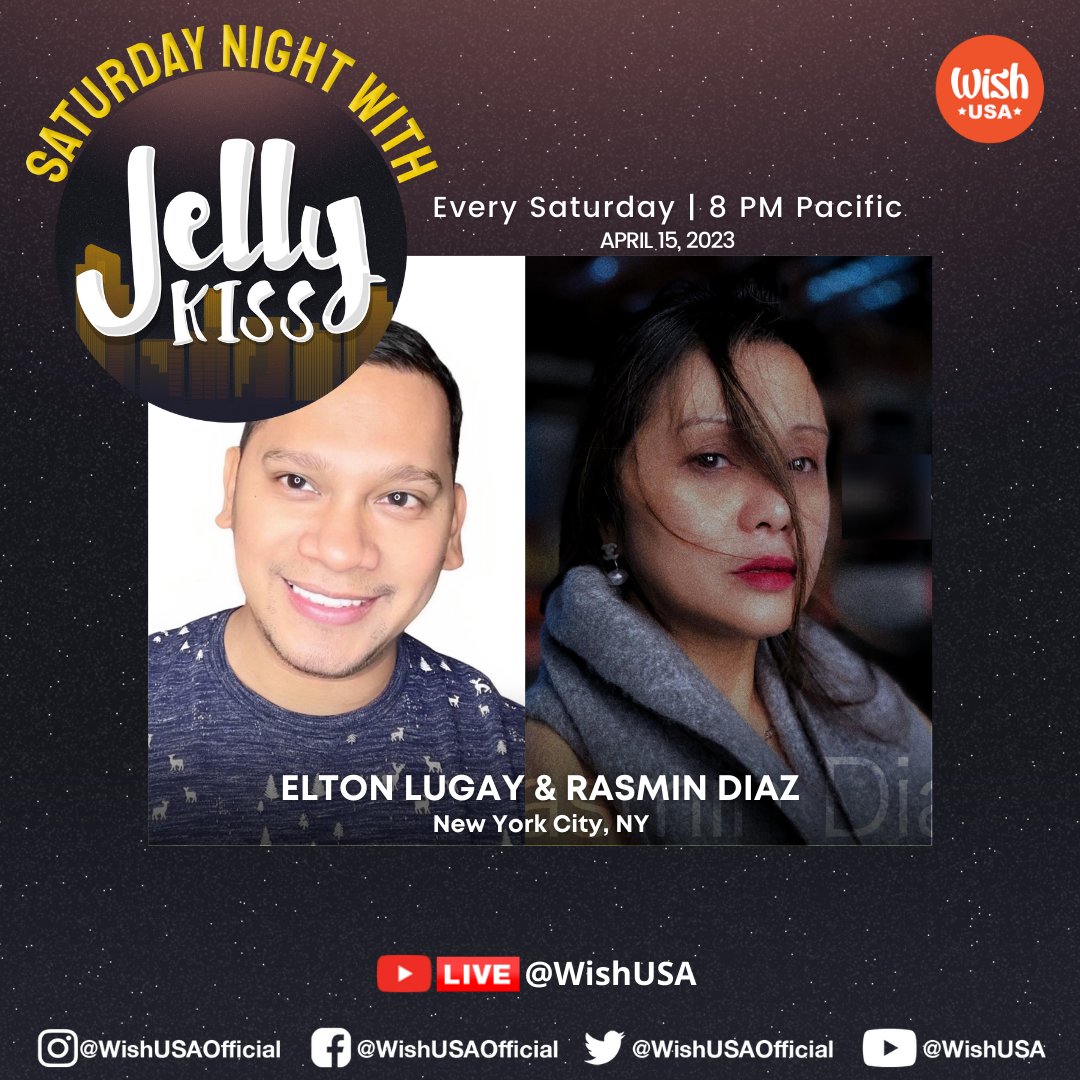 Tune in tonight on Saturday Night for our live interview with Elton Lugay and Rasmin Diaz!

#wishusa #wishusamusic #liveinterview