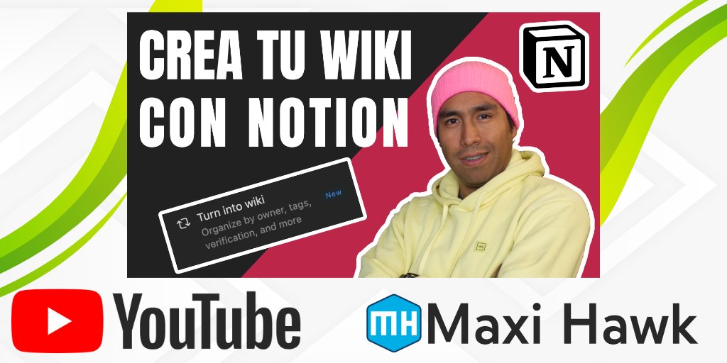 CanalMaxiHawk's tweet photo. En este video te enseño cómo crear tu propia wiki en @NotionHQ para organizar tus ideas, proyectos y tareas de manera efectiva y de una forma colaborativa. ¡No te lo pierdas! 🤩 https://t.co/vEOjeUQOFs #Notion #MaxiHawk https://t.co/zmTe27c7LR