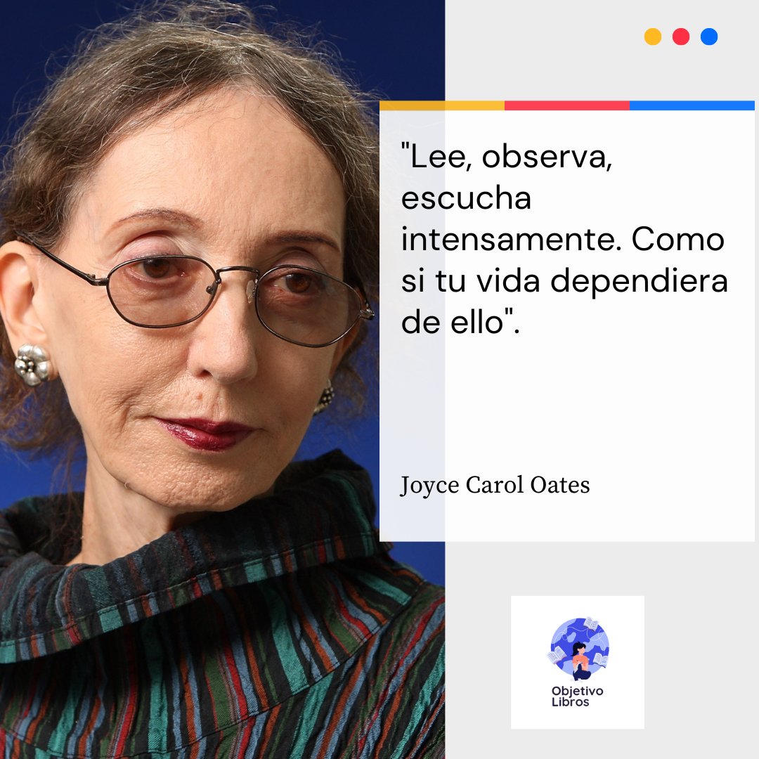 Objetivolibros1's tweet photo. "Lee, observa, escucha intensamente. Como si tu vida dependiera de ello". Joyce Carol Oates 🥀
#joycecaroloates #slowlife #inspiration #quotes #escribir #frases #frasesparareflexionar #escritora #libros #escritor #coaching #writer #escritores #slow #slowwriting #cursos https://t.co/WX1EtnMhPS