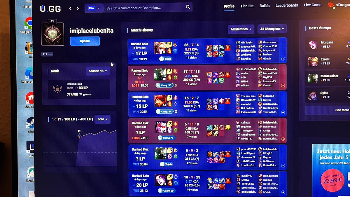 xDragontryx's tweet photo. @RiotSupportDACH dafür will ich meine Lp zurück, können was soll denn der Mist, Anfang des Matches wird man beleidigt von der Irelia und jetzt Smurf sie sich durch die Elo und raubt uns jeden Spaß. Fixt das mal https://t.co/ttGG9bVh1y