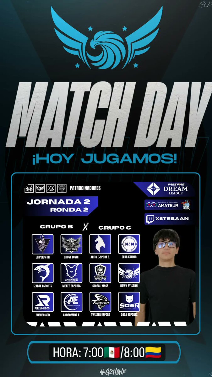 Hawk_gaming_gg's tweet photo. ¡DAMOS INICIÓ A LA JORNADA 2 RONDA 2 DE LA FREE FIRE DREAM LEAGUE! 

🕰️ 7:00🇲🇽 - 8:00🇨🇴
📺 https://t.co/NaxbLKfH1r

¡VAMOS POR TODO! https://t.co/yIMO2wzsST