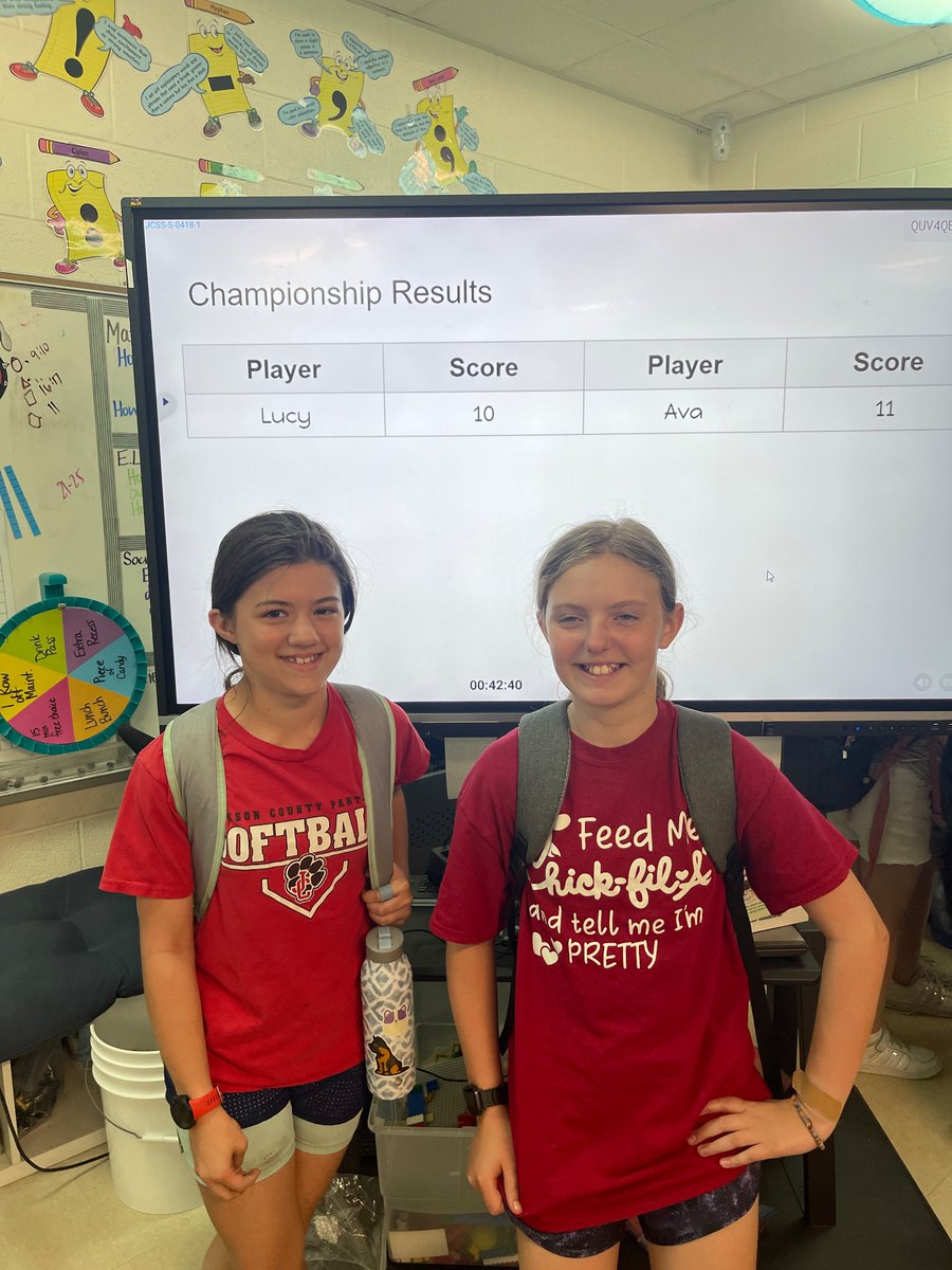 WJESClarke5th's tweet photo. Congrats to these two for making it to the championship of our IXL Math March Madness Challenge!  #successatjcss https://t.co/VGz4OST7KA