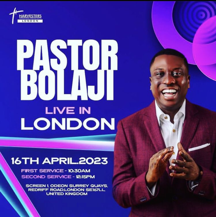 UncleGeeOfZion's tweet photo. Join us this #Sunday #April16th

#TheGraceFactor
#Harvstersng
#HarvestersLondon
#HarvestersGlobal
#PastorBolajiIdowu https://t.co/2Cu0LoNGks