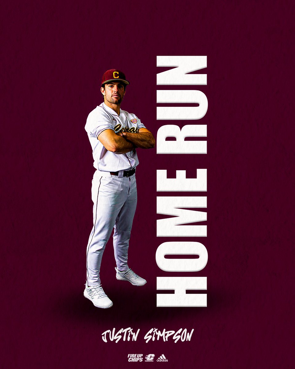 CMUBaseball's tweet photo. JUSTIN SIMPSON‼️‼️

His first of the year for 3 runs!!

B6 | CMU 7, Ball State 3.
#FireUpChips🔥⬆️⚾️ https://t.co/9eDZsBMNs1