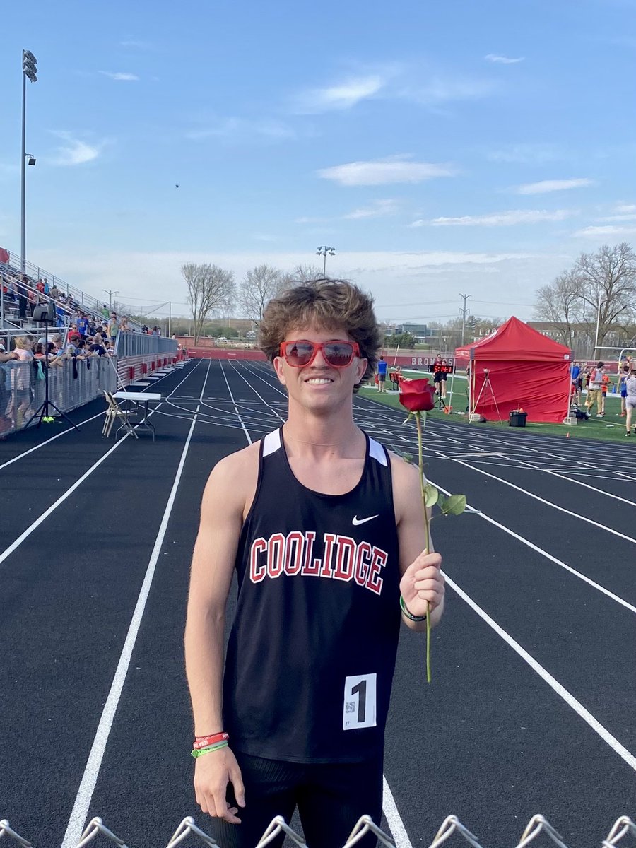 Landon ran the Prairie Derby Middle School Showcase today winning the mile with a 4:32 and a PR