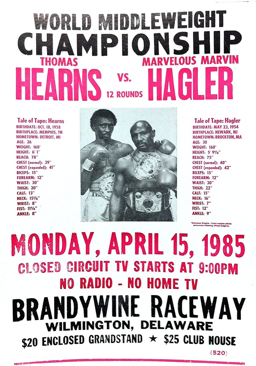 1980s Boxing on Twitter ""THE WAR" HaglerHearns closed circuit poster