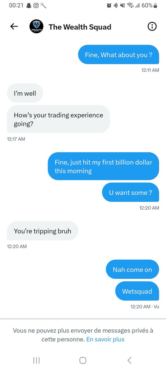 GrayFox290's tweet photo. @chrissssjohnson Y'all be safe. Scamer will scam using your name @WealthSquad. Or something like that https://t.co/He1imxcgzp