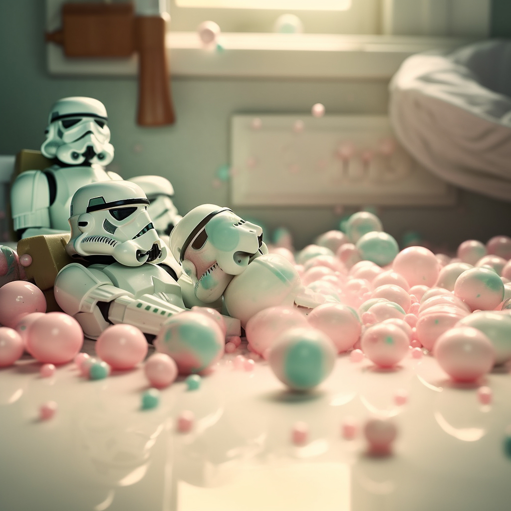 hanne_van_briel's tweet photo. @g0rillaAI @thebrainybyte Organized stormtroopers lived in a busy household's bathroom.🚿

At night, they let loose and had a party. 🪩���

Mornings were tough. ☕️

Together, they knew good times were never far away. ⚡️

#Midjourney #StormtrooperCarnival https://t.co/IruEuIUE7o