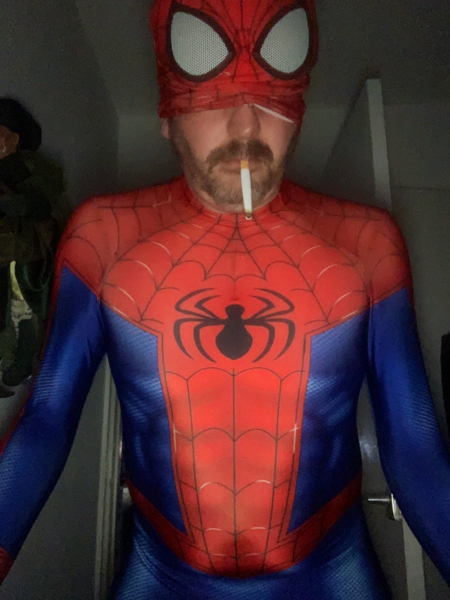 Sometimes even Spidey needs a smoke break… #SpiderMan #LGBT #gayspiderman #beardeddaddy #cosplayer #cosplay #gaycosplay #gaymer #lycrafetish #twittergay #smokebreak #smoker #lycragay #SpandexGay #spideysaturday #gay #GayDad