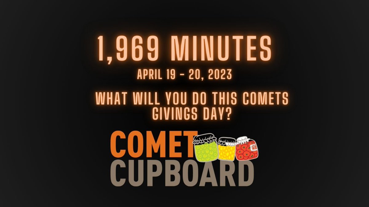 Comets Givings Days is your opportunity to make a difference at UTD. What will you do?

Donate at givingday.utdallas.edu
#HungerFreeUTD #ComeTogetherUTD