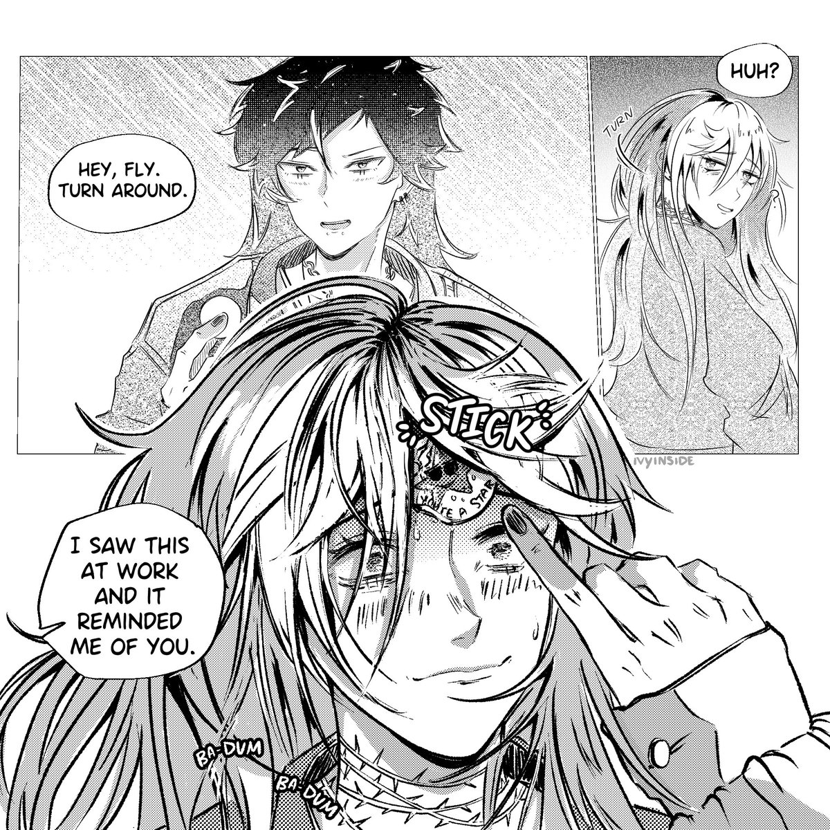 IvyInside's tweet photo. drawing my OC, Emmory, and @flyamantia ‘s OC, Fly, as if they are the leads in a romance comic <3
Their ship name is #Flemm and they are my new hyper-fixation. https://t.co/Px0Yo8ZGDw