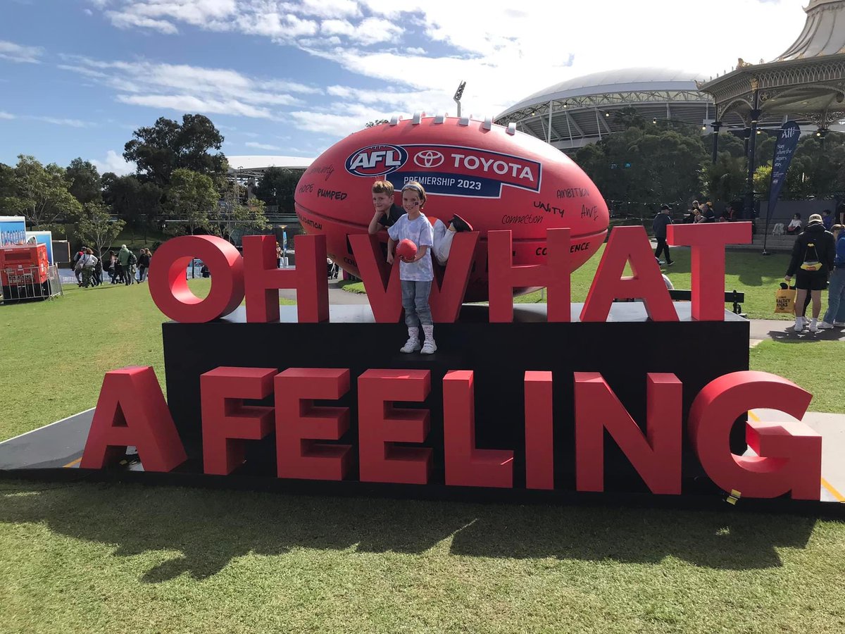 JamesASexton's tweet photo. Youngest grand kids had a ball at the Norwood oval and the grounds near Adelaide oval as their dad got to watch 5 league games over 3 days #aussierules #football #kickandcatch https://t.co/849GUvmN9X