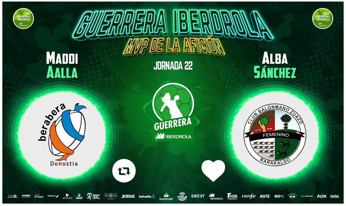 Liga Guerreras Iberdrola (@iberdroladhf) on Twitter photo ⭐️ #GuerreraIberdrola - Jornada 22
🆚 <a href="/BalonmaBeraBera/">super amara Bera Bera</a> : <a href="/CbmZuazo/">Club Balonmano Zuazo</a>
♻️ RT: <a href="/MaddiAalla/">Maddi Aalla</a>
❤️ Me gusta: @Albasp10 ⭐️ #GuerreraIberdrola - Jornada 22
🆚 <a href="/BalonmaBeraBera/">super amara Bera Bera</a> : <a href="/CbmZuazo/">Club Balonmano Zuazo</a>
♻️ RT: <a href="/MaddiAalla/">Maddi Aalla</a>
❤️ Me gusta: @Albasp10