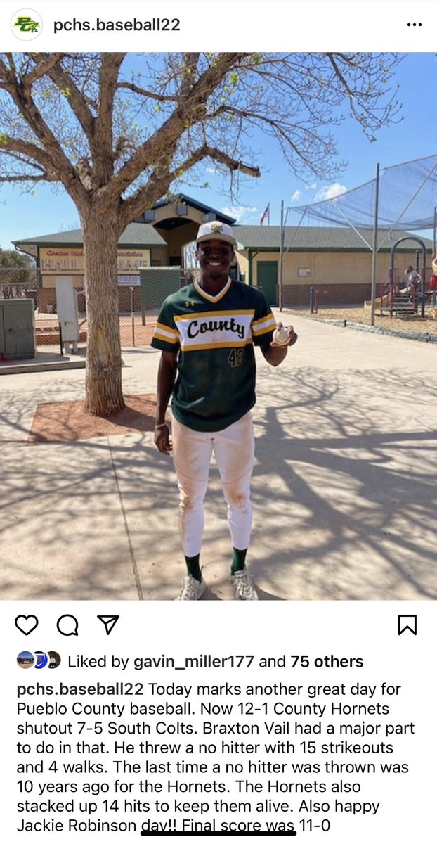 No-No!
Congrats to Braxton Vail, Dude threw a no-hitter today vs South…15 strikeouts, 4-4 from the plate! Wow…#HWPO #NoNo #TriedToTellEm #KeepClimbin
