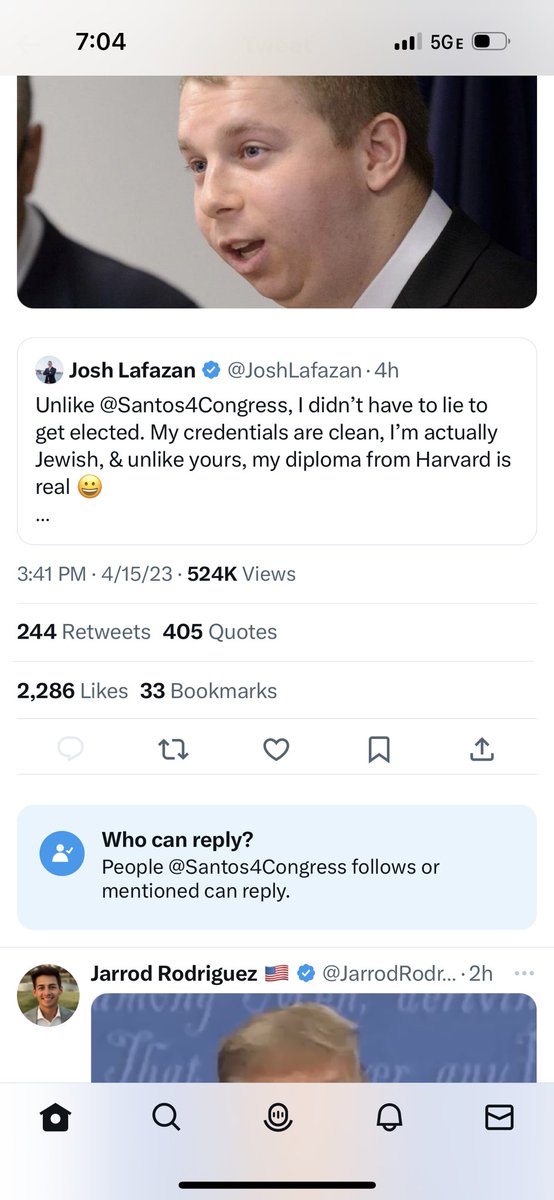Rule80's tweet photo. @Santos4Congress …. What’s up here? Mocking another? Only letting certain people reply? Not very first Amendment and democracy like. #santosout https://t.co/JvyBypE538