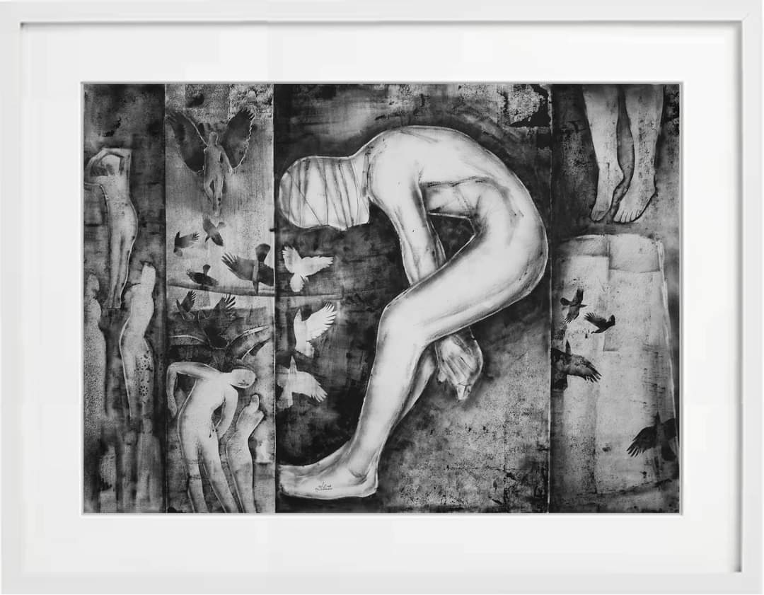 أرواح منسية 2016
حبر على ورق فبريانو
140*100سم
..........
 Forgotten souls 2016
Ink on Fabriano paper
140cm*100cm