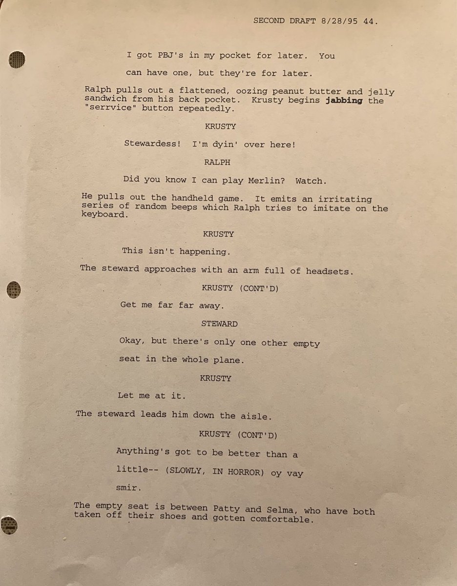 Joshstrangehill's tweet photo. I was asked again about the Ralph/Krusty-in-a-plane short we cut for time from "22 Short Films About Springfield"

Here it is, along with a rare cel from that scene of Krusty sitting between Patty and Selma as they sing https://t.co/AA0PWlSc4b