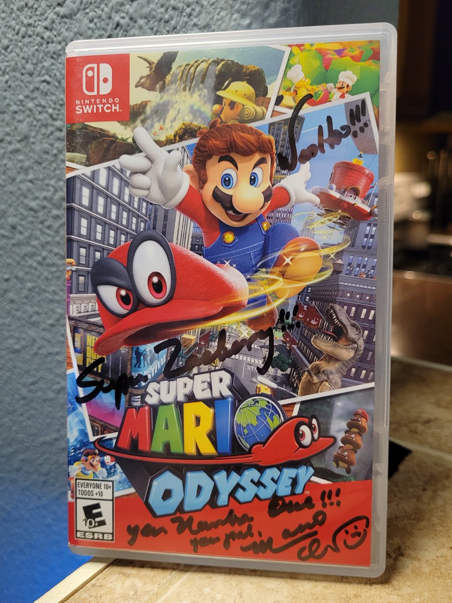 zachtothefuller's tweet photo. Date yourself by posting a game that released when you were 18

Super Mario Odyssey! Here's my copy signed by Charles Martinet (he's in the Mario movie)

((Still waiting on Odyssey 2 and/or Galaxy 3)) https://t.co/CRmLjhdt92