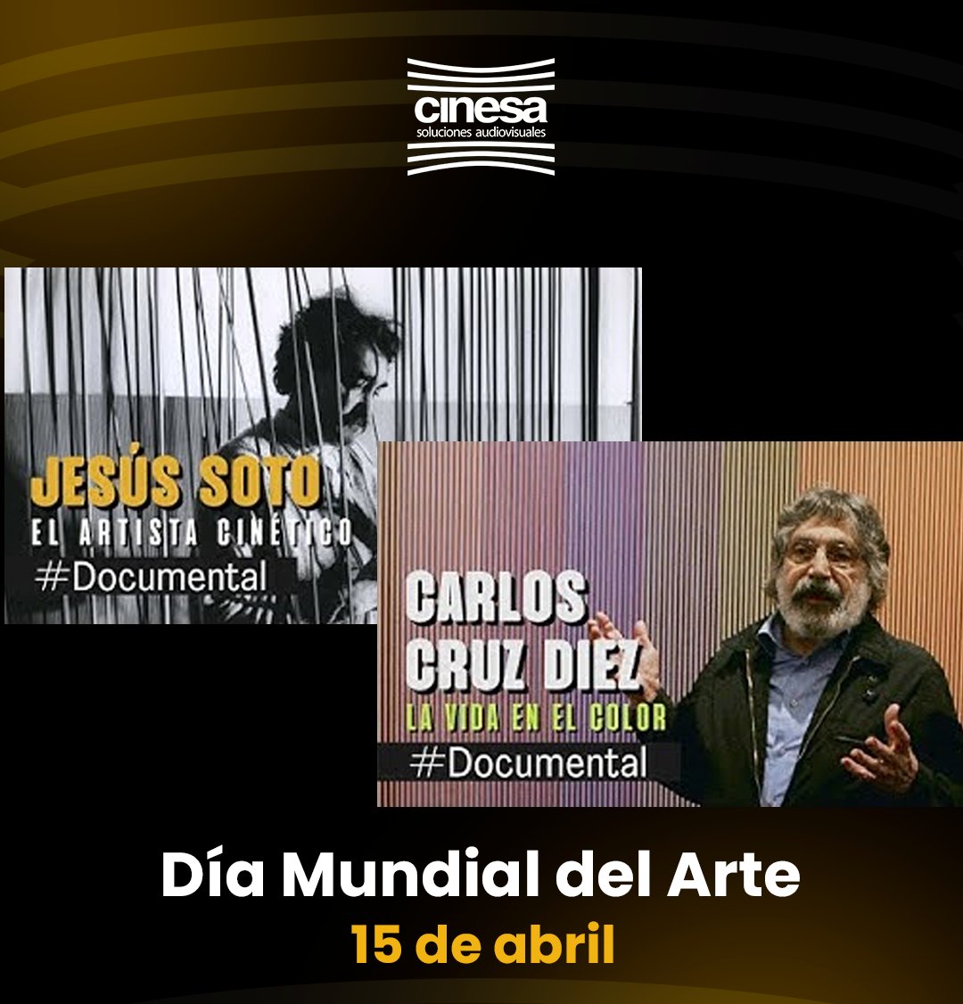 CinesaVenezuela's tweet photo. 🥳🎨Hoy se celebra el Día Mundial del #Arte. Te invitamos a ver nuestros #documentales sobre las vidas y obras de 2 maravillosos #artistasvenezolanos
1)Jesús Soto https://t.co/w2U8eAuFrO
2)Carlos Cruz-Diez https://t.co/qisgH17UWS
#CinesaChannel #Youtube #Cinesa #cultura #ART https://t.co/NkSDvdvtru