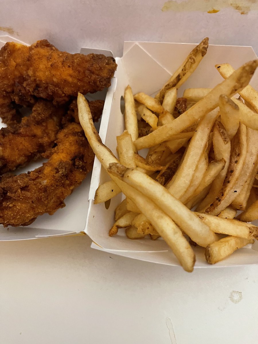 Dinner tonight is chicken strips and fries from Hardee’s. My brother wasn’t up to cooking tonight. He needed some rest.