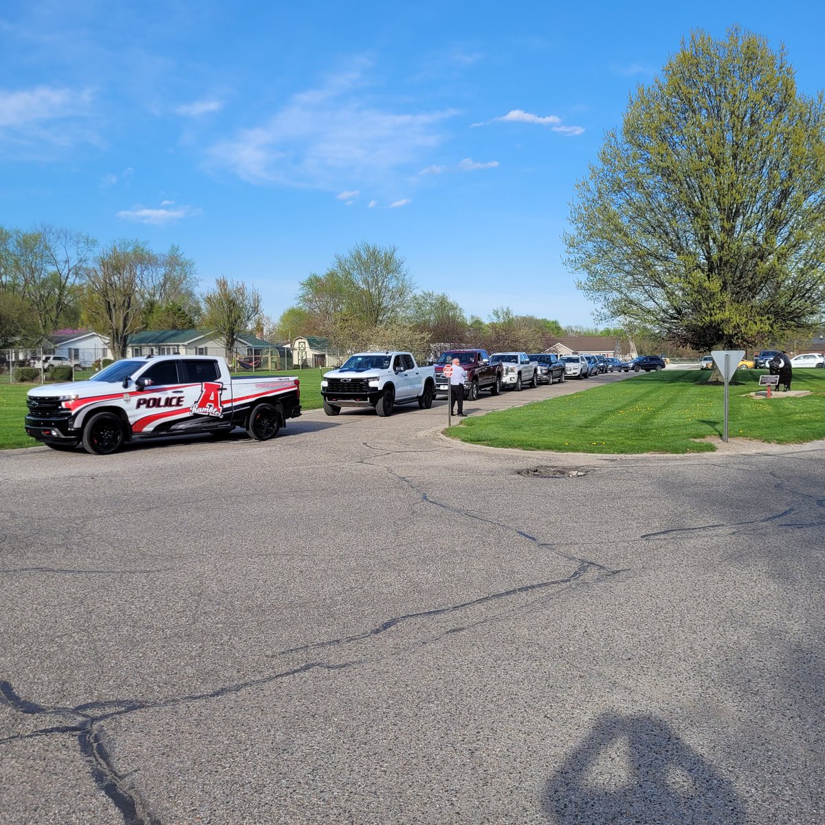 SRO Kyle Askren safely leads the Attica HS students caravan to Prom 2023! <a href="/AtticaSchools/">Attica Schools</a> <a href="/MrDJJensen/">DJ Jensen</a> <a href="/NASRO_Info/">NASRO</a>