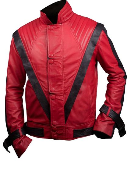 FLJjackets's tweet photo. "Make a statement with our Michael Jackson Thriller Red Leather Jacket. This timeless classic is perfect for any occasion and will have you turning heads. 👑🕺 #MJForever #RedLeatherJacket #Fashionista https://t.co/Jy6KdS9WFf
