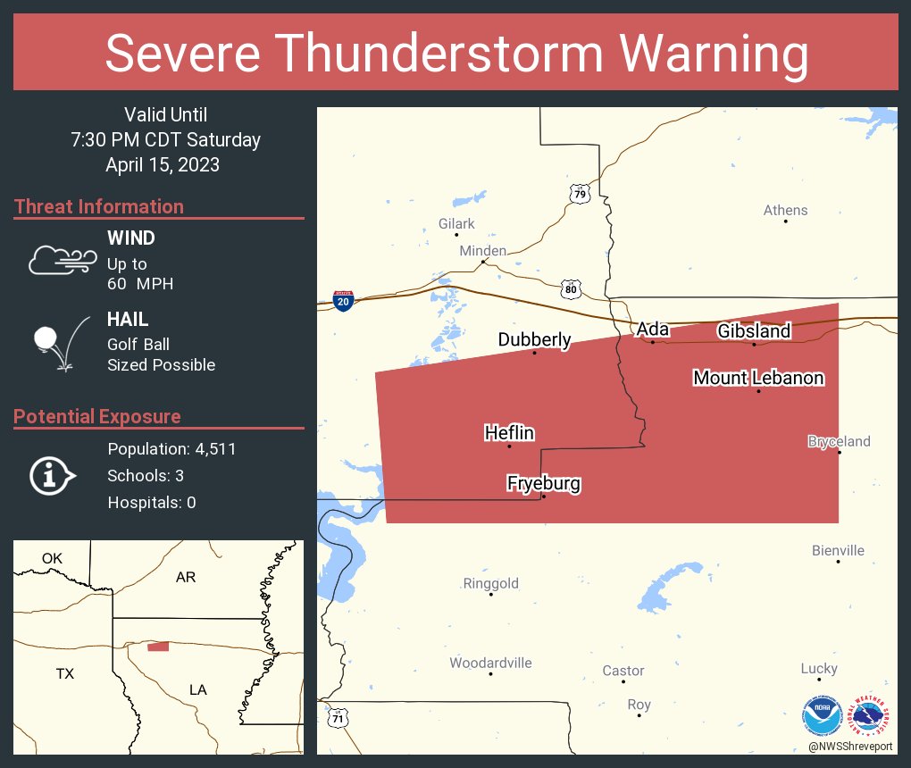 NWS Shreveport on Twitter "Severe Thunderstorm Warning including