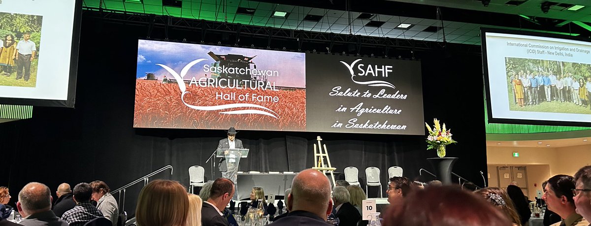 ClavelleJean's tweet photo. At the Sask Ag Hall of Fame tonight to celebrate the accomplishments of our dear friend Dorothy Long of @FarmFoodCareSK and the rest of the hall of fame inductees. Congratulations! https://t.co/LRjzqkIzck