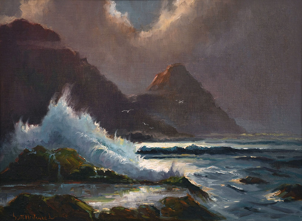 1972 "Winter Surf" oil on canvas by Scott McDaniel (1926-2012). #alaskahistory #alaska