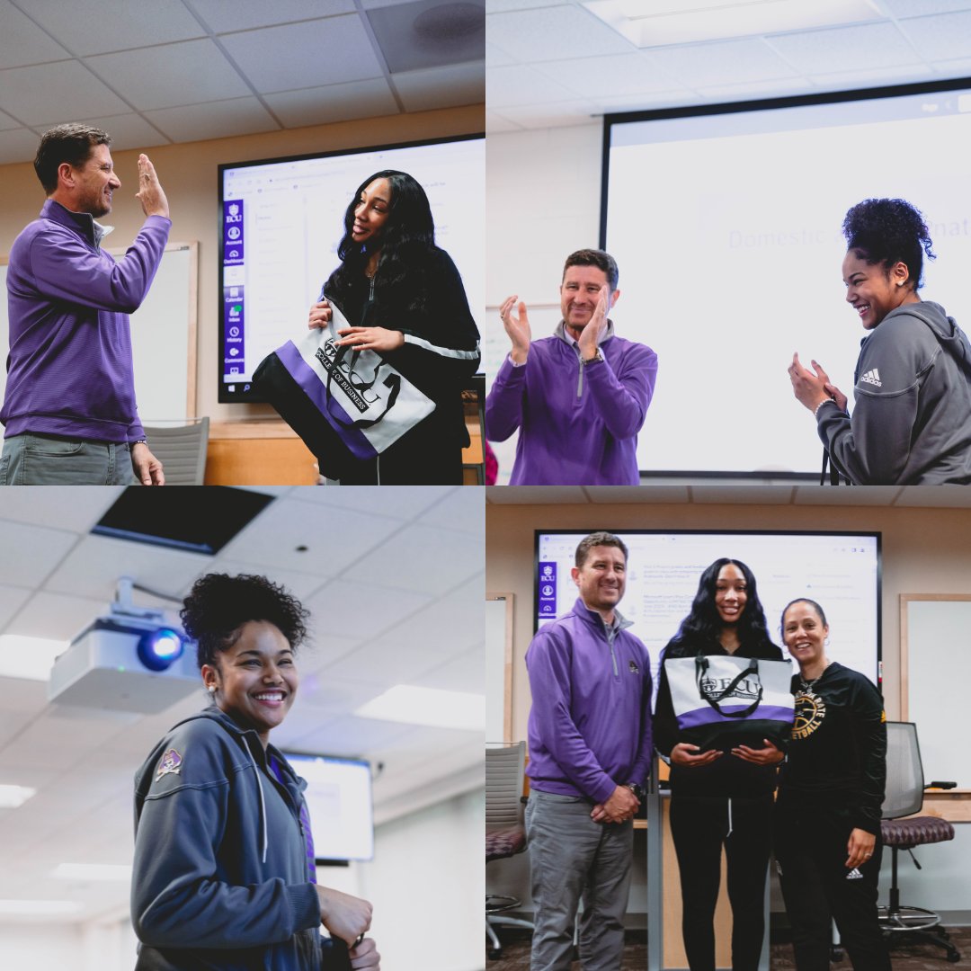 ECUCOB's tweet photo. We love celebrating our #ECUCOB student-athletes! โ ๏ธ
Two of those athletes are members of the ECU Womens Basketball Team, also known as the 2023 AAC Conference Champions! We #ARRRG so proud of you, Jayla and Synia! #WeBuildLeaders ๐๐ https://t.co/Ebuq8kLP6V