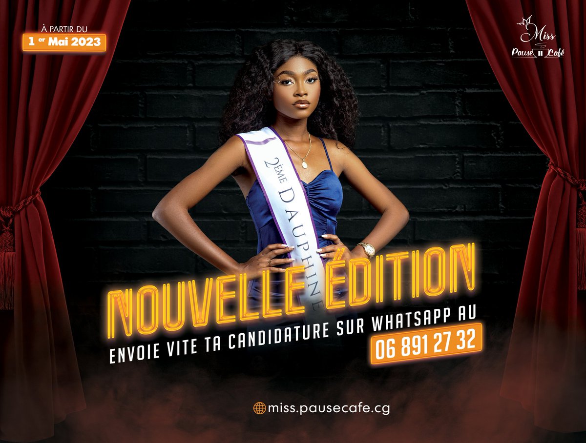 AlainAndely's tweet photo. La recrutement pour l'édition 2023 de Miss Pause Café a débuté, envoyez votre candidature par WhatsApp au 068912732 https://t.co/PsA4CyS5qb