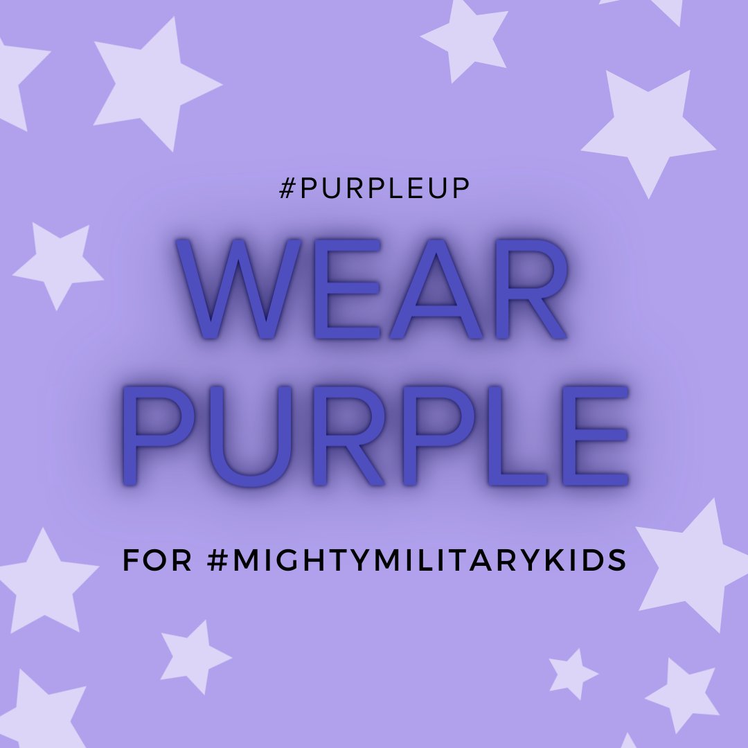 On Wednesday, April 19th join us as we #PurpleUp for #MightyMilitaryKids. Wear purple to show your support for military children and be sure to tag us in your photos! #MonthoftheMilitaryChild