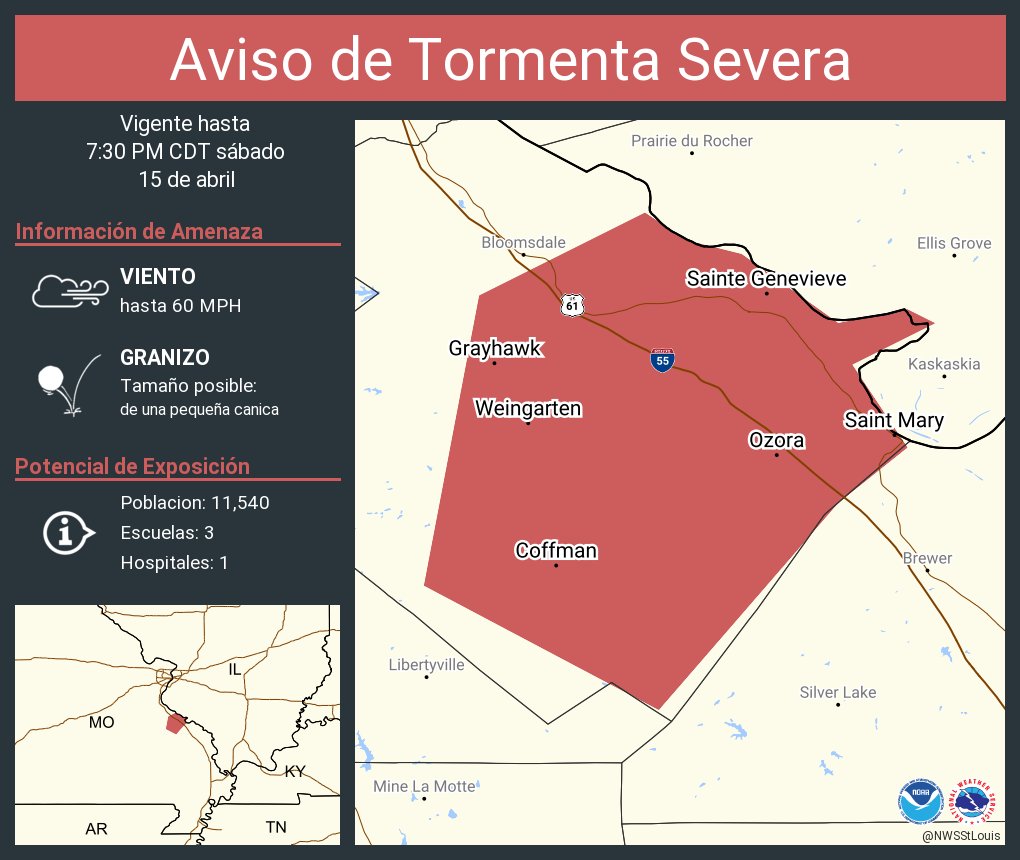 NWS St. Louis on Twitter "Aviso de Tormenta Severa continúa Sainte