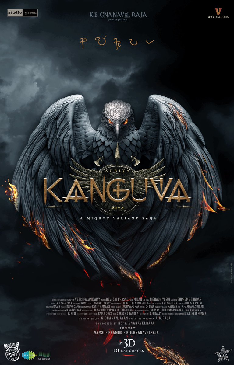 ThisIsDSP's tweet photo. A Man with Power of Fire &amp; a saga of a Mighty Valiant Hero

#Suriya42 Titled as #Kanguva In 10 Languages🔥
In Theatres Early 2024

Title video 🔗: https://t.co/INz295CeeC

@KanguvaTheMovie @Suriya_offl @DishPatani @directorsiva @StudioGreen2 @UV_Creations @kegvraja https://t.co/rfQTyFX6VK