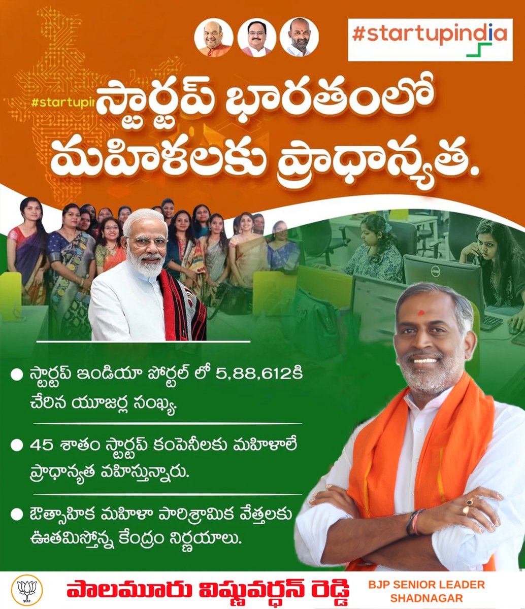 PalamuruVishnu's tweet photo. మహిళా పారిశ్రామికవేత్తలకు ప్రోత్సాహాన్నిస్తూ ఆర్థికంగా అండగా ఉంటున్న కేంద్రం.
#BJP #Shadnagar #PVR4BJP https://t.co/Q3gzJxRvgL