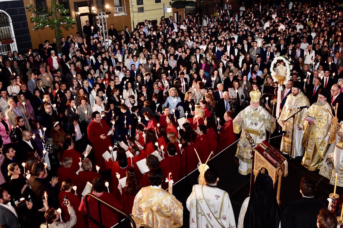 Elpidophoros's tweet photo. Together as one community, tonight we proclaim that we are witnesses to the Resurrection of Christ— that the Light of the World will never be overcome by darkness. Just as He arose from the dead 2000 years ago, He arises again and again in our hearts every day! Χριστός Ανέστη! https://t.co/KWFCoUuZVA