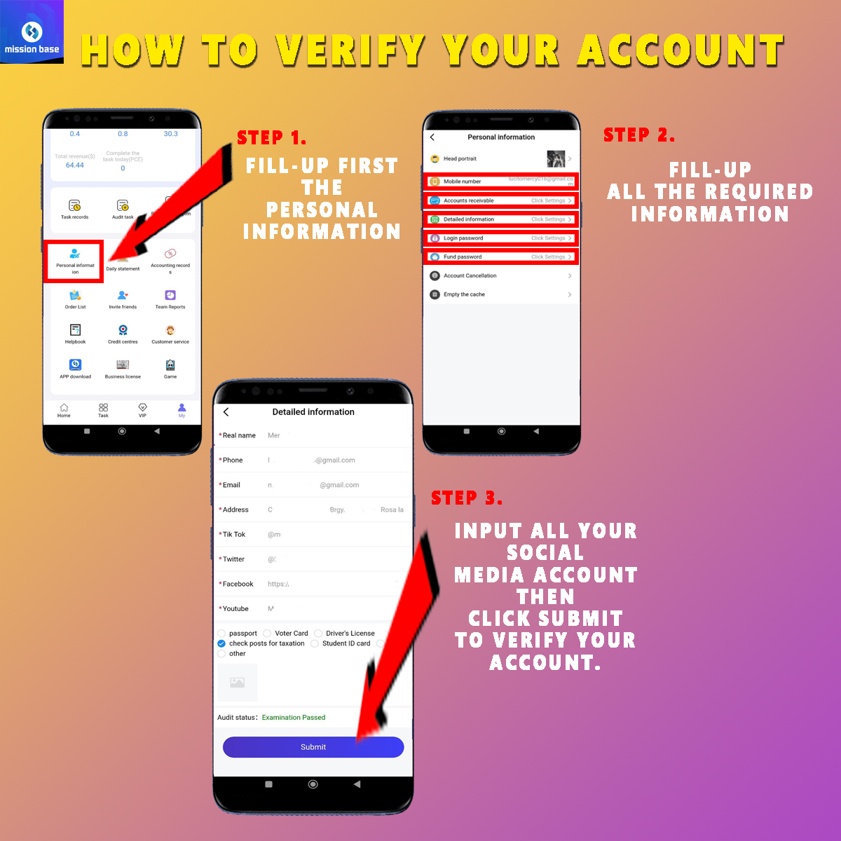 REGISTER NOW AND DOWNLOAD THE APP FOR YOU TO EARN MORE USING YOUR SOCIAL MEDIA ACCOUNTS AND COLLECT MORE TASK LIKE PROMOTING TO EARN MORE EXTRA INCOME!

MORE OPPORTUNITIES WAITING FOR YOU HERE! SO DOWNLOAD NOW!

#MISSIONBASE
#LEGITPLATFORM
