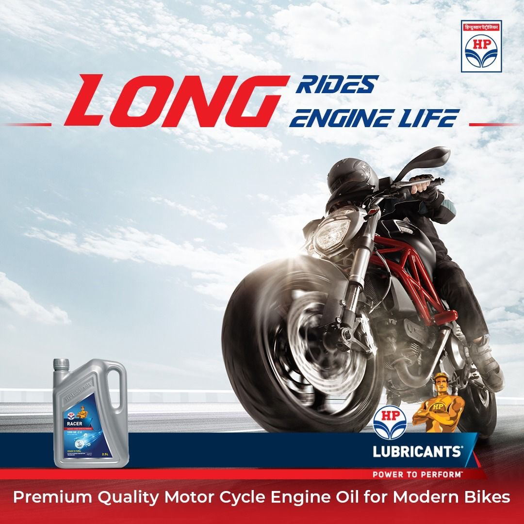 HPCL_Mumbai's tweet photo. To derive the best performance out of your modern 4-stroke bike, fuel it with the best. #HPRacer 15W50 by #HPLubricants meets API SL and JASO MA 2 specifications. This premium oil protects your engine, gives you more mileage and lowers fuel consumption. https://t.co/CzKmfLwFxc