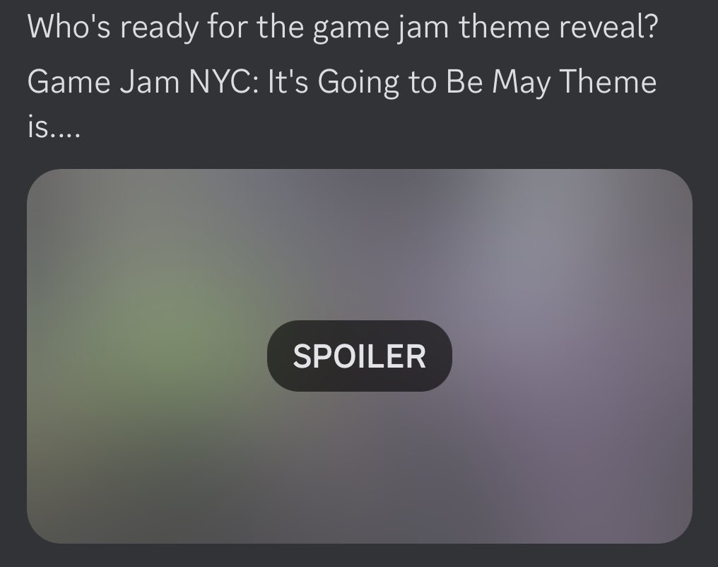 Can’t wait for the announcement tonight?! Find out the theme NOW- it’s live on our Discord! discord.gg/TgfaBNAESF #gamejam #IndieGameDev