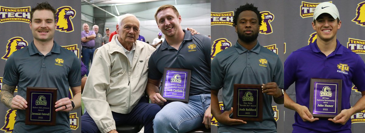 TNTechFootball's tweet photo. Seniors, award winners recognized at Tech Football Letterwinners' Breakfast | READ: https://t.co/SCjaMuHLZa #WingsUp #OVCit https://t.co/4e7cCi38de