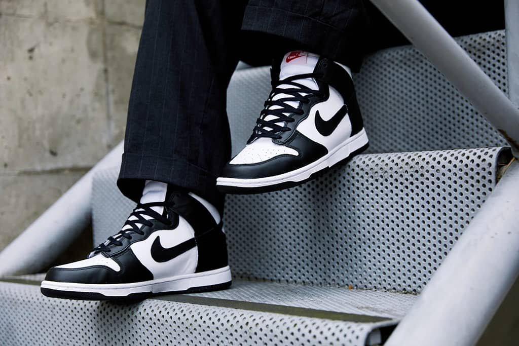 dunk high panda on feet