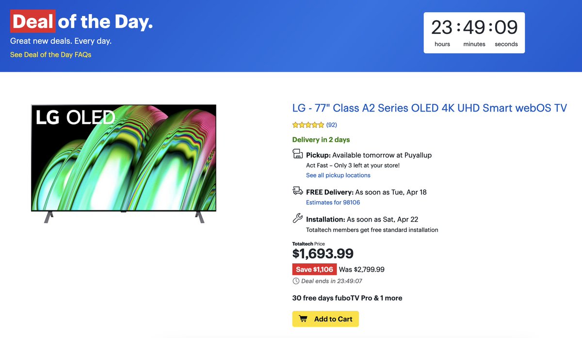 Nintendeal on Twitter "LG TV sale on Best Buy today https//bit.ly