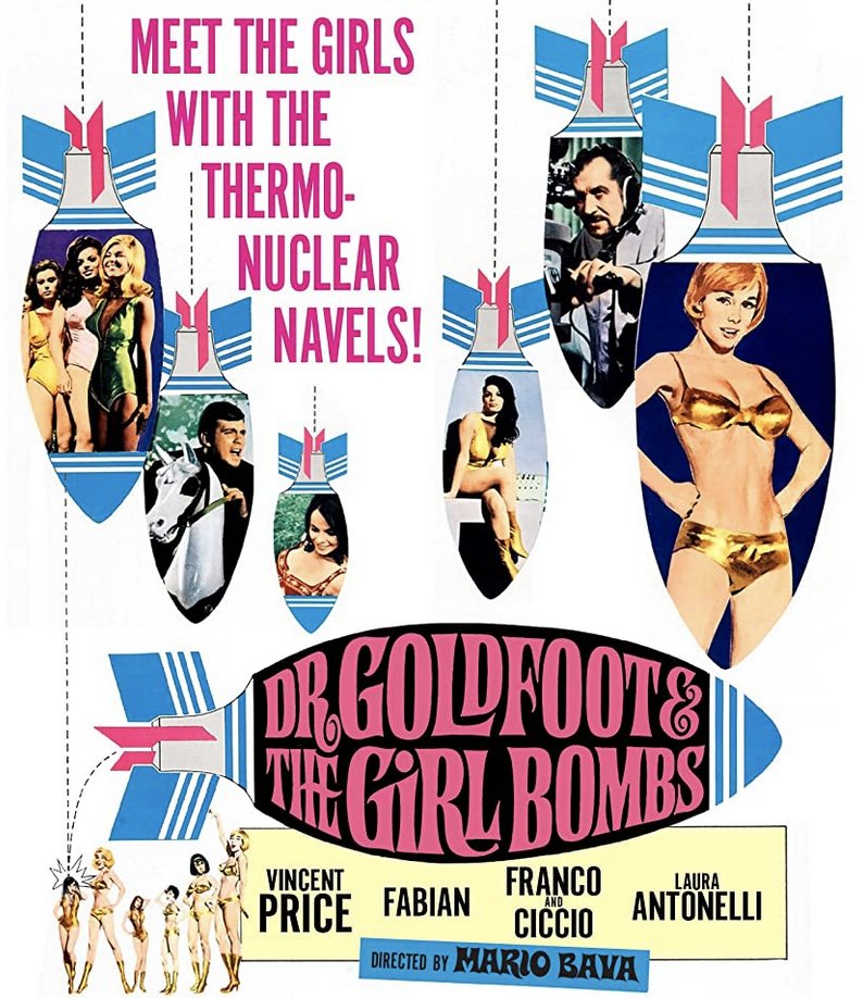 VintageOTD's tweet photo. Today's Classic Film is "Dr. Goldfoot and the Girl Bombs" (1966)! A SIC agent Bill Dexter teams up with bumbling doormen Franco &amp; Ciccio to stop Dr. Goldfoot from using his bikini-clad robot girls to blow up high-ranking NATO generals, igniting a war between Russia and America. https://t.co/VKyvg1YnMY